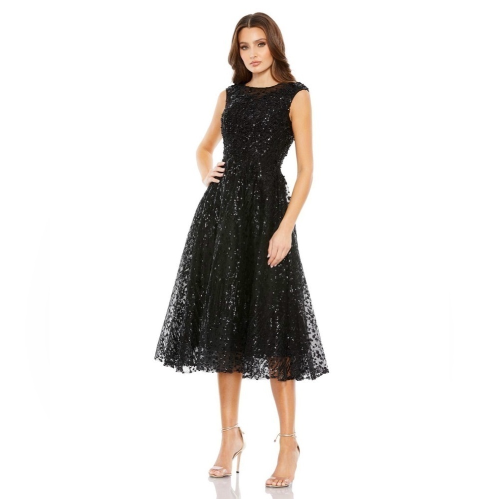 Mac Duggal 20398 NWT SEQUINED CAP SLEEVE FIT AND FLARE DRESS